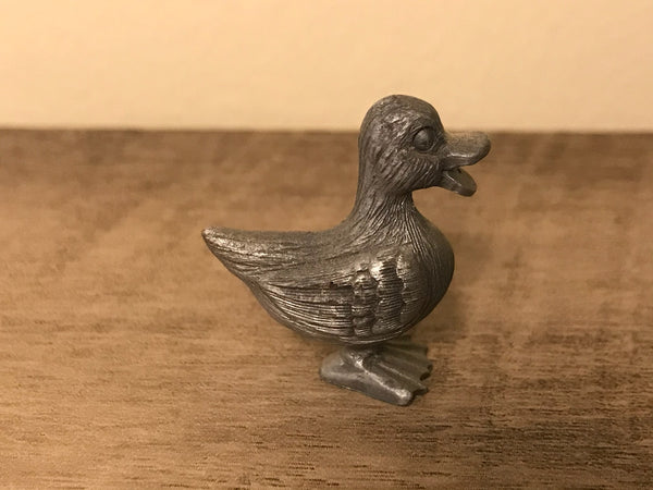 <€€* Vintage Schmid Fine Pewter Figurine Quacking Duck 1978