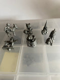 <€€ Vintage 6pc JASCO Pewter Set Donkey Clown Dog Cat Wizard Mouse Miniatures
