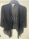 +* Womens/Juniors Large Lightweight Black Short Cardigan Sweater by Keren Hart Lace Back