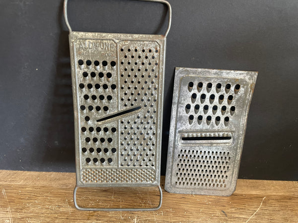 + Vintage Set/2 Metal Graters, (1) ALL IN ONE (1) Unbranded Cheese Grater Shredder Kitchen Decor
