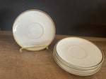 + Vintage Pfeiffer & Lowenstein Schlackenwerth Austria Empire II White China Gold Rim Set/4 SAUCERS 1940s