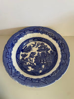 € Antique 75 Allertons Willow Blue 9“ Serving Bowl Scalloped England