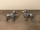 Vintage Pair Set/2 Small Pewter Poodle Puppy Dog Figurine 1” Unbranded