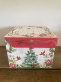 Holiday Christmas Gift Decor Box Red Birds & Poinsettias, 2019 Heavy Cardboard Flip Top