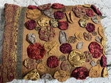 +* Borgata Rectangular 17” x 13” Pillow Beaded Raised Velour & Satiny Flower Petals Zipper Closure Beaded Fringe