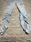 +^ Women’s Junior’s XSmall 26” Light Blue Denim with Gathered Leg Seams Deep Pockets Stretch