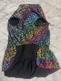 +* Dog Dress Outfit Small Multi Colored Glittery Stars on Black 17” L