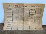 + Vintage REPLICA The New York HERALD LINCOLN ASSASSINATION Library of Congress