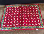 * Set/4 Red Green Blue Yellow Floral  Fabric Placemats Dual Sided Print 19” x 13.5"