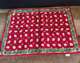 a* Set/4 Red Green Blue Yellow Floral  Fabric Placemats Dual Sided Print 19” x 13.5"