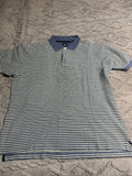 ** Vintage GAP Mens Polo Shirt Large Striped Blue/Grey Green Short Sleeve Cotton