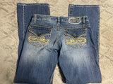 ** Womens/Juniors Southern Thread Size 29 Regular Blue Boot Cut Flare Distressed Low Rise