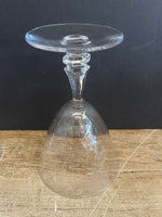 a** Vintage Set/4 Etched Stemmed Crystal Wine Goblet Glasses Leaf & Stems 6” H
