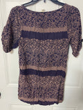 +* Women’s Junior’s Small Purple Blue Floral Print Tunic Short Sleeve Top Summer