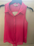 +* Womens Juniors By Decree Medium Hot Pink Sleeveless Top Blouse Tie-Up Hemline Cutout Back