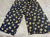 +* Womens Juniors Sz 12 Navy Blue Floral Print Smocked Coulette Jumpsuit Romper by Mukke