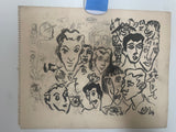 +* Double Sided Art Sketch Drawings Figure Study & Faces 1960’s Unsigned Cross-Hatching Technique