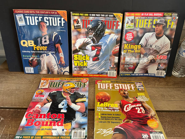 <€€ Vintage Lot/5 Tuff Stuff Trading Card Magazine 1999-2005 Manning Vick Jeter LaBron