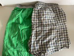 *^ Set/2 Mens 2XL (44/46) Boxers Hanes & Fruit of the Loom  Cotton/Poly Green Stripe, Blue Plaid
