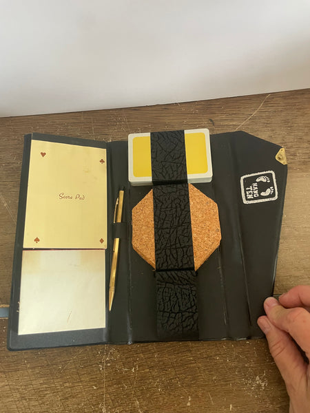 + Bridge HANG TEN Card Game Holder Scorecards, Notepad, Sealed Deck of Cards