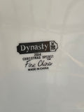 <€€ Dynasty CHRISTMAS SPIRIT Fine China Set/2 Saucers Ribbons & Poinsettia