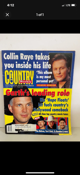 Vintage 1998 August 11 Garth Brooks Cover Country Weekly Magazine  Collin Raye, Tim McGraw, Terry Clark