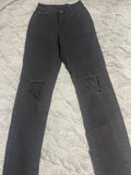 +* BOB Jeans Womens/Juniors Black Jeans Size 3/4 Distressed Skinny Stretch