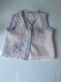 € Vintage Infant Baby Girl Light Pink & Blue Sleeveless Top with Dog Appliqués