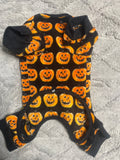 +* Dog Onesie Outfit Small Orange Pumpkins on Black 13” L Halloween