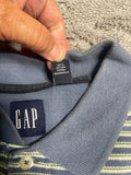 ** Vintage GAP Mens Polo Shirt Large Striped Blue/Grey Green Short Sleeve Cotton