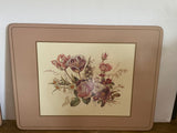 + Vintage PIMPERNAL Hard Placemats Set/3 3 Floral Designs Cork Backing England Pink Border