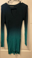 Womens Juniors Medium Extra Long Ombré Green Long Sleeve Sweater by Rock & Republic