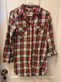 € Womens/Juniors XSmall Victoria’s Secret Red Green Plaid Long Sleeve Flannel Shirt