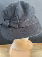 Womens/Juniors Black Winter Hat Cap with Side Bow & Bill by D&Y One Size Wool Like 100% Acrylic