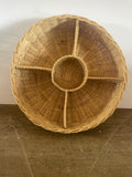 +* Round Basket Tray Woven Wood with Divided Sections