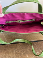 Green Faux Leather Alligator Shoulder Purse Bag Belt Strap Medium Size w/ Notebook & Key Chain