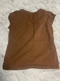 +* Girls Medium 7/8 Brown SHirt Cap Sleeve Top by Faded Glory Cotton Beaded Cross
