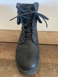 Womens/Juniors Black Ankle Lace Up WINTER BOOTS Sz 6 UK Sz 4 Faux Lambswool