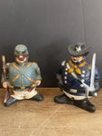 a* Vintage Set/2 Porcelain Coin Banks by INARCO Civil War Soldiers Rubber Plugs Japan