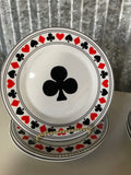 € Set/12 3 each of 4 Designs, Card Suits-Hearts, Diamonds, Spades & Clubs 7.5” Dessert Plates