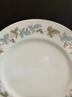 €¥ Vintage Fine China MS Japan #6701 Set/5 10.25” Dinner Plates Grapevine Green and Blue Silver Rim