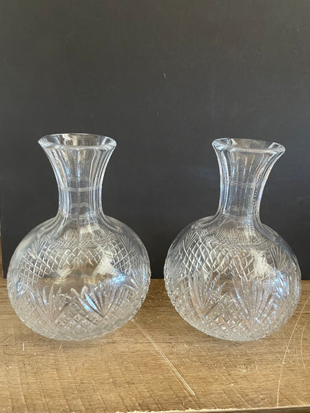 ~ Single Vintage Pressed Crystal Vase Water Carafe Decanter 8.25” H