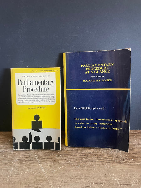 + Vintage PARLIAMENT PROCEDURE Guides, Set/2 Lawrence Bridge (1954) O.Garland Jones (1971)