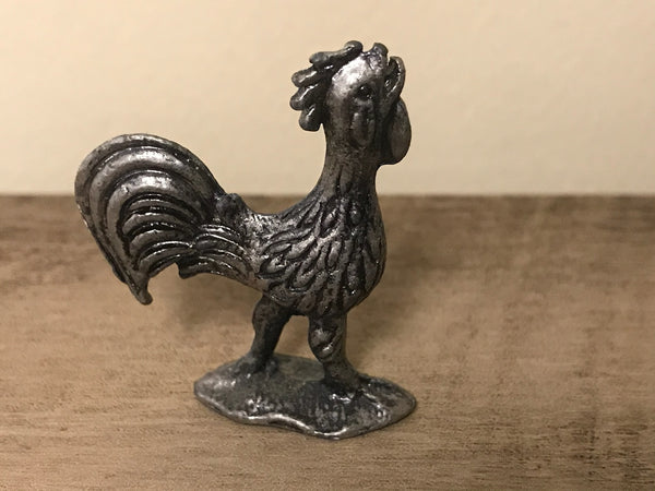 <€€* Vintage Small Pewter Rooster Unbranded