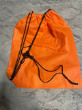 +* Drawstring Cheer Bag Orange Muddy Cheer Challenge on Front 14.5” Wide  x 16.5” Tall