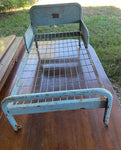 Vintage 1950s Baby Doll Blue Metal Bed Amsco Doll-E-Bed For 18" Dolls w/ Side Rails