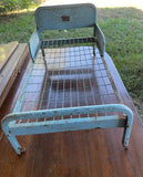 a* Vintage 1950s Baby Doll Blue Metal Bed Amsco Doll-E-Bed For 18" Dolls w/ Side Rails