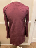 Womens Juniors Medium Charlotte Russe Burgandy Plum Classic Sheath Bell Long Sleeve Short Dress Vneck NWOT