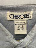 Mens Cherokee Large Blue Button Down Cotton Long Sleeve Shirt