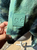 +* Womens/Juniors C.C Exclusives Girlie Girl Blue/Green Tie Dye Shawl Neck Wrap Scarf